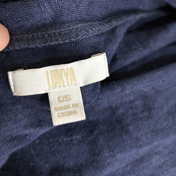 Lunya Linen Knit Cardigan Deep Blue Pockets One Size Open Front Sweater Robe - Picture 8 of 10